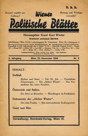 Wiener Politische Blätter, 1934