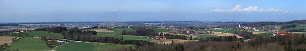 Blick über Aschach an der Steyr auf das Steyrtal und Sierning