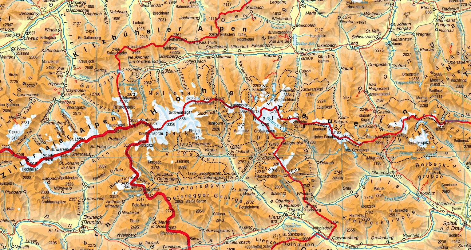 Hauptalpen-Ost | Landkarte-Österreich | Alles über Österreich