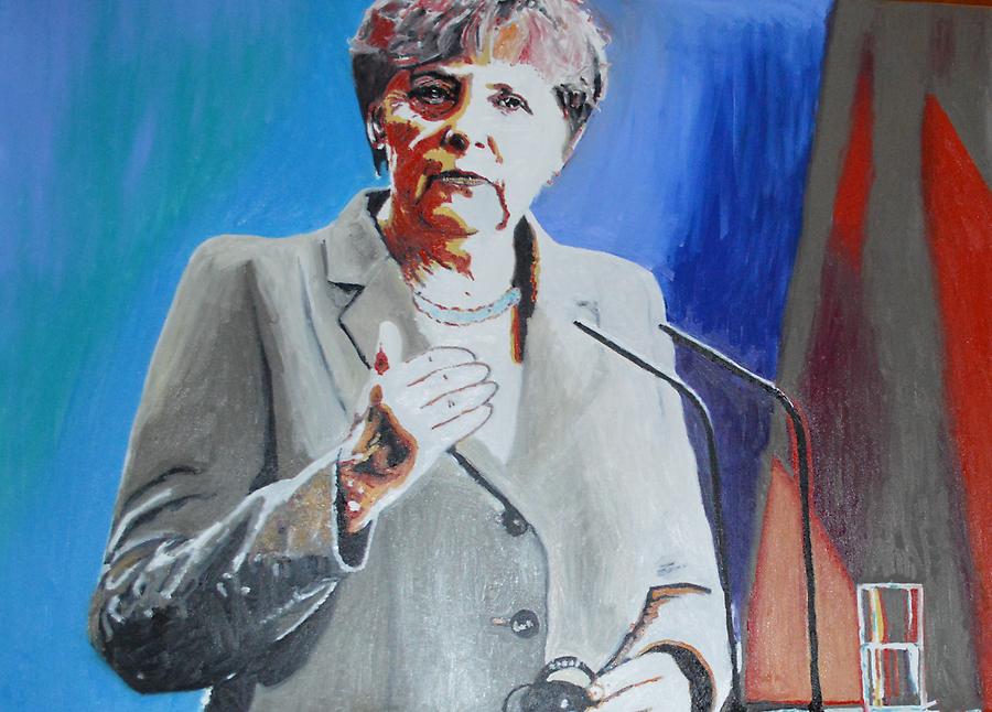 Angela Dorothea Merkel, Öl auf Leinwand