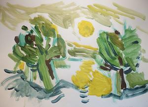 11. Trees and Sun, 2016 Acrylic on Paper 70x50 cm. Euro 600.00