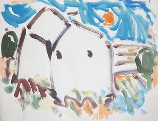 Kleines weißes Haus, Acryl auf Papier, 63cm x 49cm, 2017