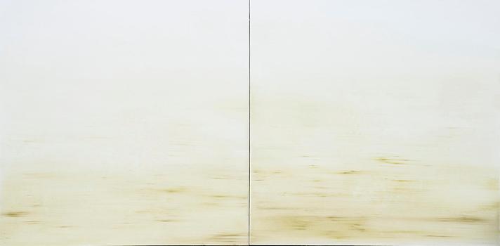 # 3, aus der Serie ‚auf dem weg‘, Diptychon, 2021, Kasein, 290785 Pigment auf Leinwand, 100 x 200 cm