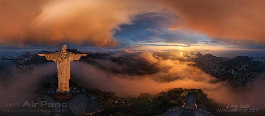 The statue of Christ the Redeemer, Rio de Janeiro, Brazil, © AirPano 