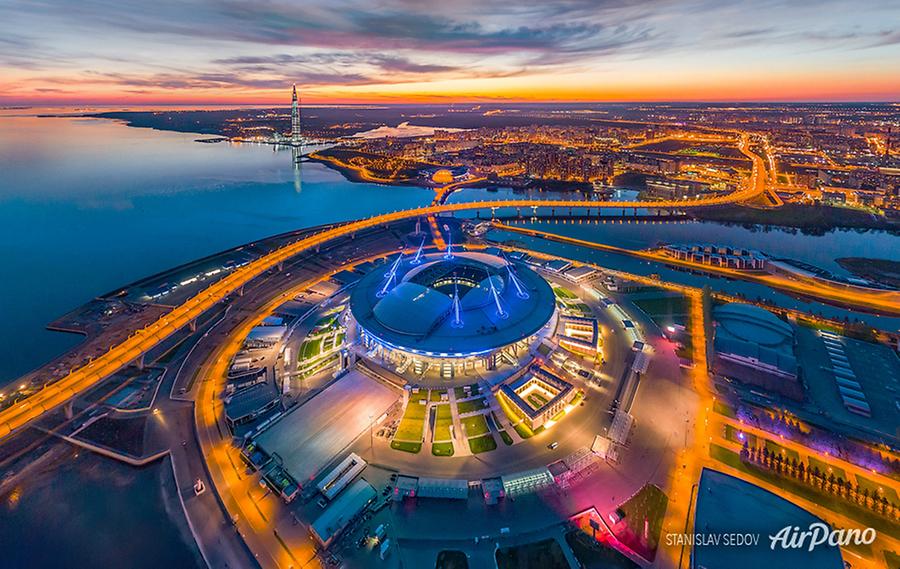 Saint-Petersburg Stadium at night, Russia, © AirPano 