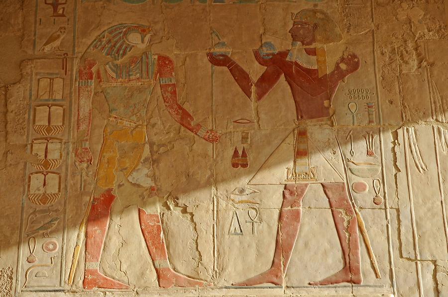 Mortuary Temple of Hatshepsut - Hatshepsut and Horus