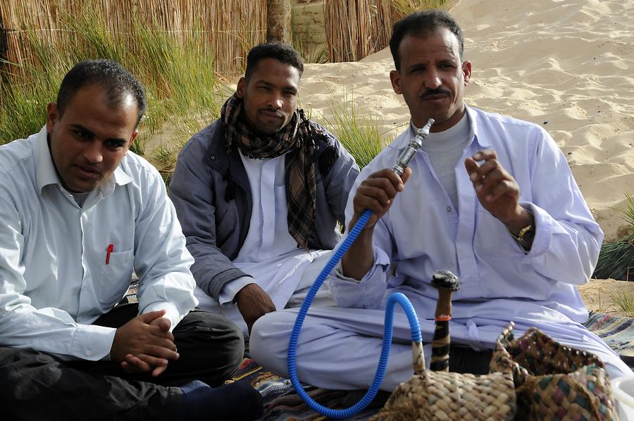 Libyan Desert - Bir Wahed Freshwater Lake; Shisha Smokers