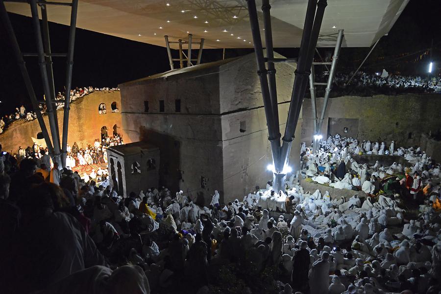 Biete Medhane Alem at Night - Christmas Ceremony