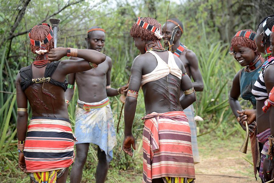 Bull-jumping Ceremony - Whipping