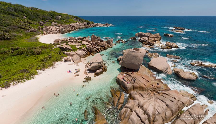 Anse Marron Beach, La Digue. Seychelles, © AirPano 