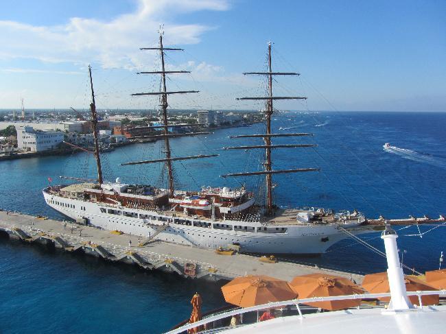 Sailing ship at Puerta Maya