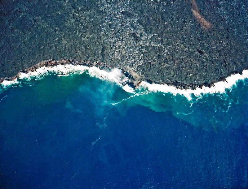 Lava flowing into the sea