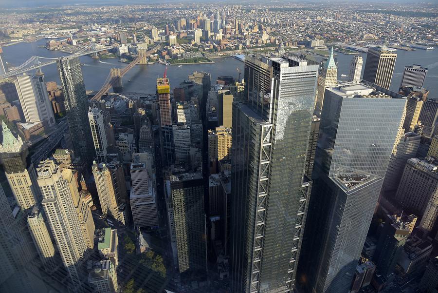 View over Lower Manhattan and Brooklyn Bridge