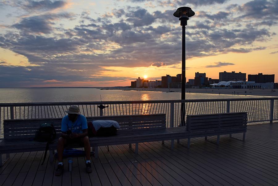 Coney Island - Beach; Pier at Sunset