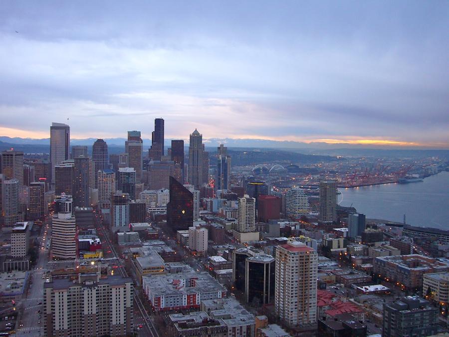 Scyscrapers seen from space needle