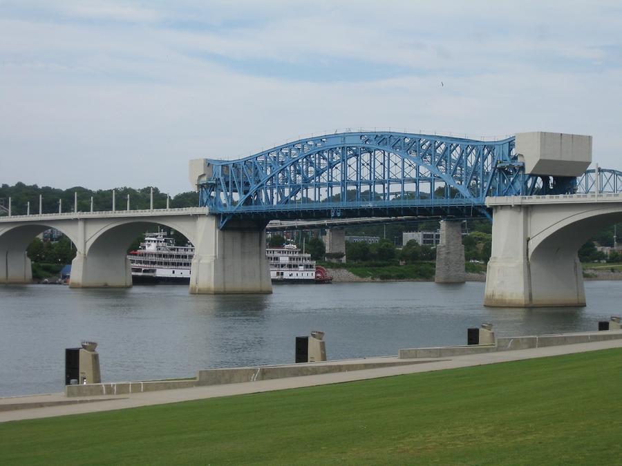 steel bridge in blue