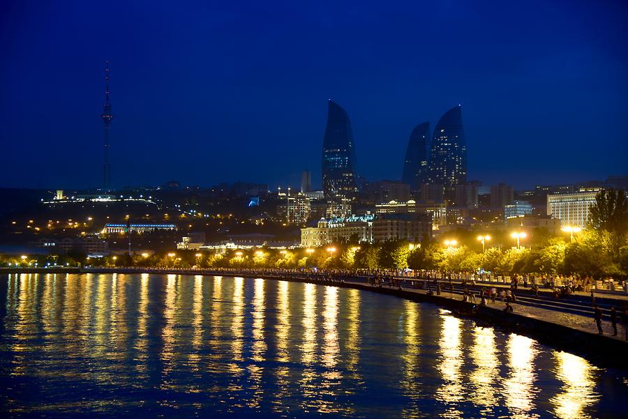 Flame Towers at Night