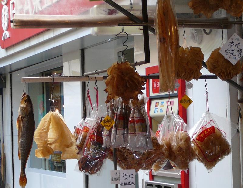 several plastic bags filled with dried fish