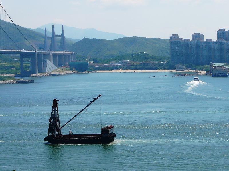 view over the water towards the island