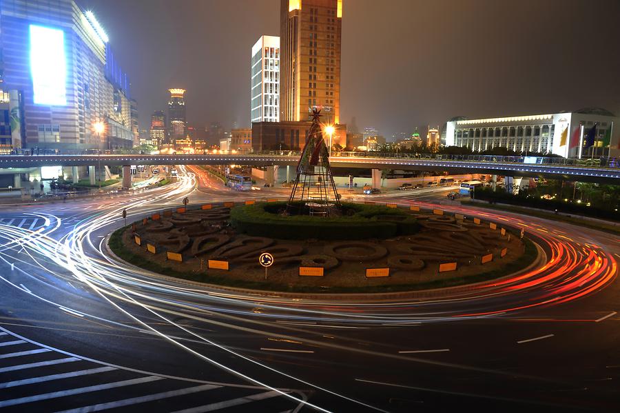 Lujiazui Square at Night - Traffic