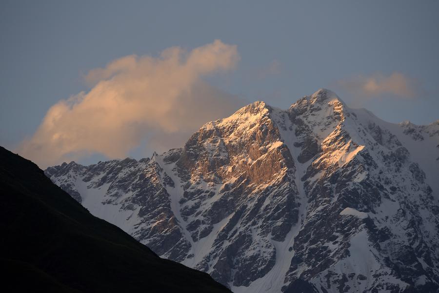 Shkhara Mountain at Sunset