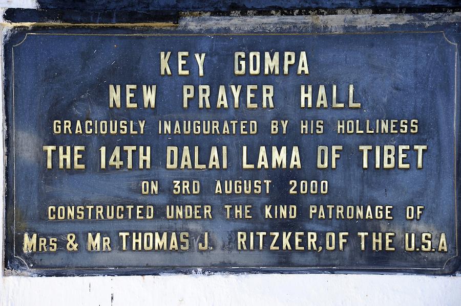 Ki Gompa - Inauguration Plaque