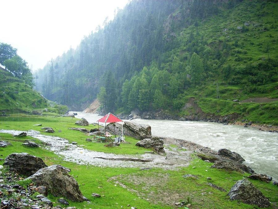 Green pastures on mountains