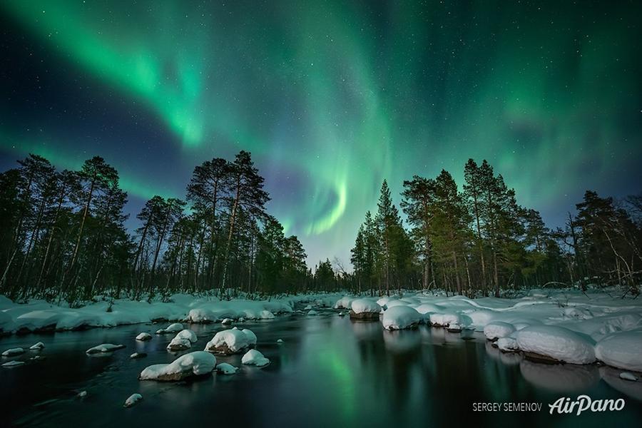 Northern lights on the Kola Peninsula, © AirPano 