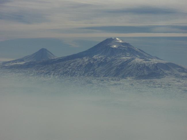 Mount Ararat through fog