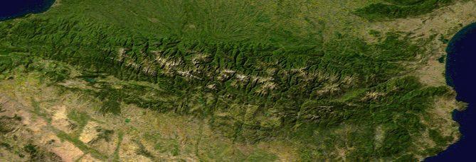 Satellite image of the Pyrenees