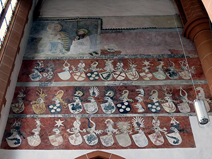 Heidelberg - Church of the Holy Spirit; Frescoe with Coat-of-Arms Wall