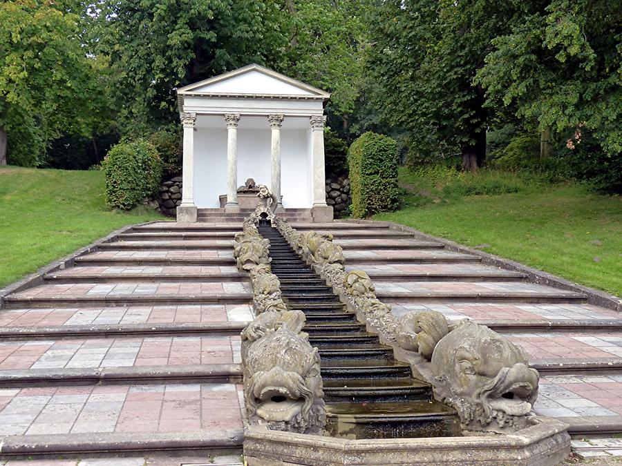 Gottorf Castle - Neuwerkgarten; Cascade with Temple and Dolphins