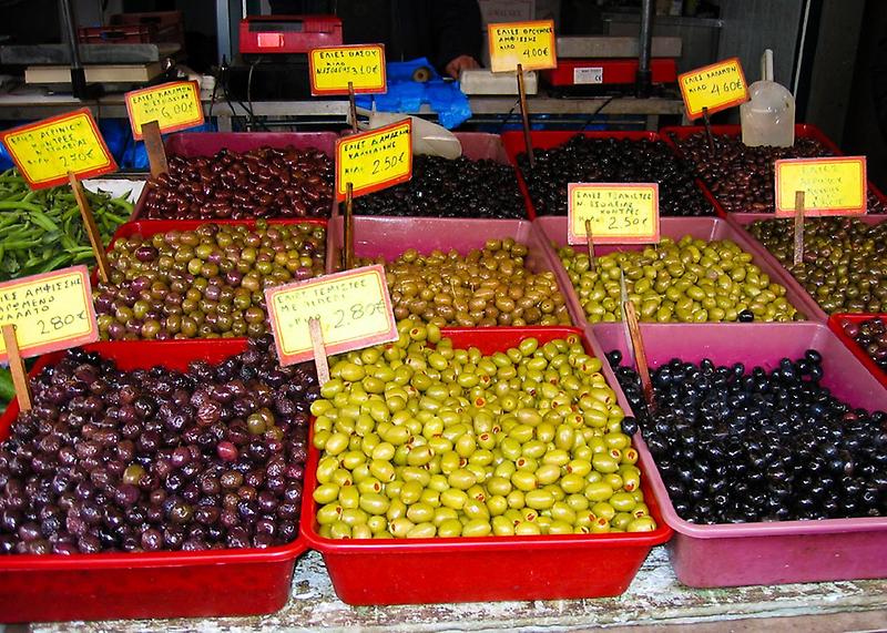 Olives on display