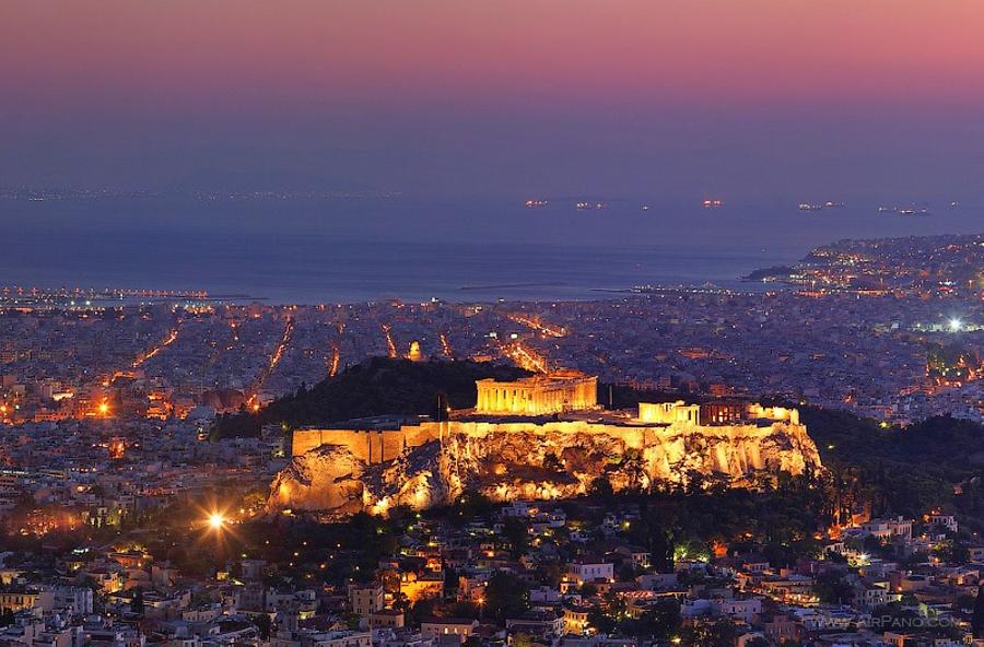 Night view of Acropolis, © AirPano 