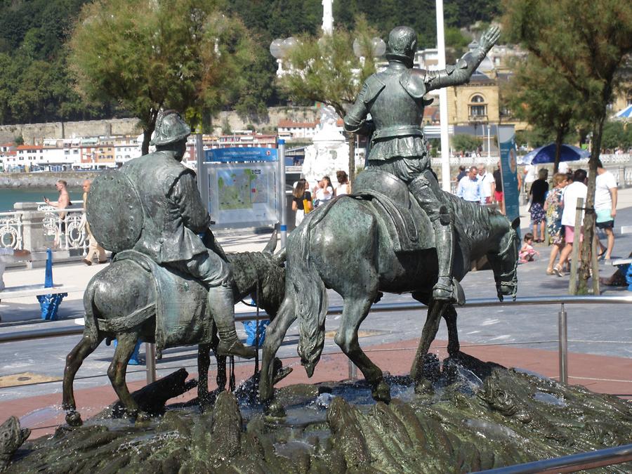 San Sebastian - Sculpture 'Don Quijote & Sancho Panza' of Lorenzo Coullaut-Valera 1929