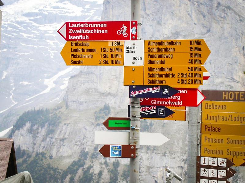 Way signs in Murren