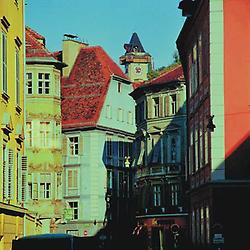 Graz, Altstdt mit Uhrturm