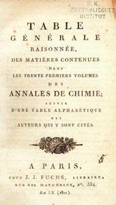Annales de Chimie, 1801