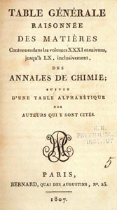 Annales de Chimie, 1807