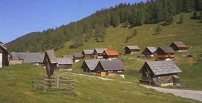 Auf der Dellacher-Alm gibt es 36 Hütten.