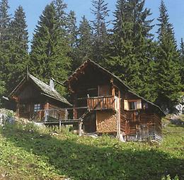 Die Hütten auf der Gsprang-Alm zeigen den klassischen Ausseer Almhütten-Stil.