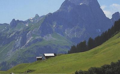 Der Obere Bregenzerwald ist durch sanfte Matten und steilen Fels charakterisiert.