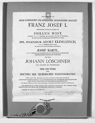 Löschner, Promotions-Urkunde