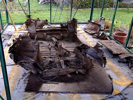 Das Wrack des Kübelwagens.