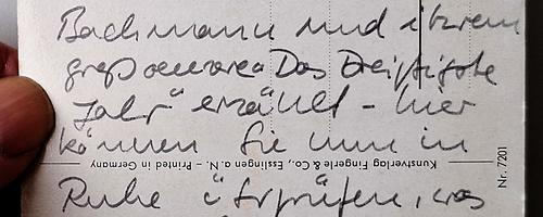 Bachmann-Notiz von Dame Lubowski.