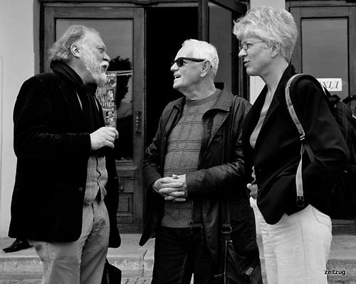 Igor Pomerantsev (links) und Barbara Wiedemann (rechts), Czernowitz, Festival Meridian Czernowitz 2010.