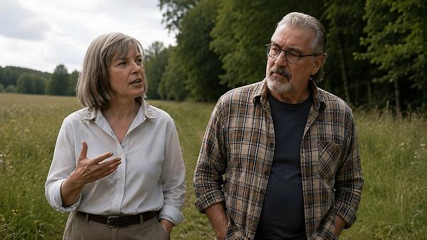 Laufende Debatten: Ingeborg Bachmann und Martin Krusche by KI.