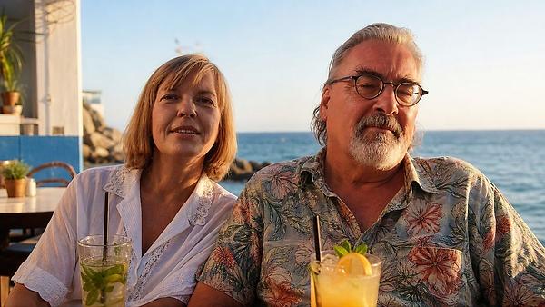 Sundowner am Meer: Ingeborg Bachmann und Martin Krusche by KI.