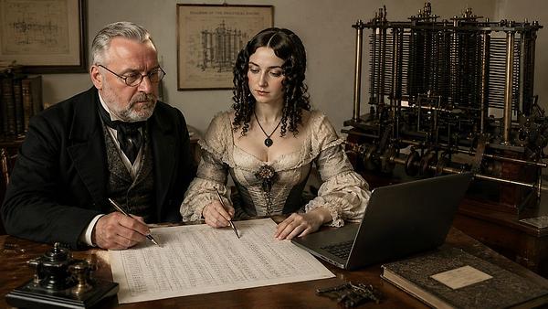 Lernen von der Meisterin: Ada Lovelace und Martin Krusche by KI.