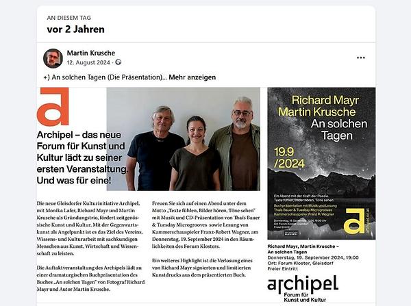 ‎Facebook-Erinnerung: Der Flyer zur 2024er Archipel-Premiere